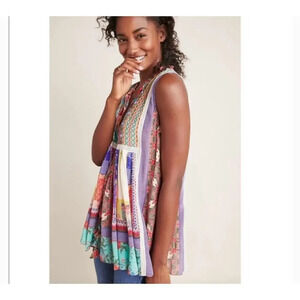 Anthropologie Bhanuni by Jyoti Peasant Print Top